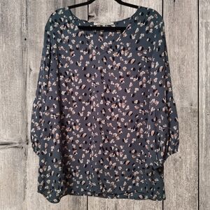 Collective Concepts Womens 2x blouse V neck elastic sleeves